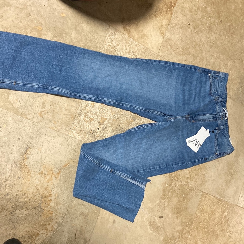 NWT Zara flare high waist jeans slit hem in ankle